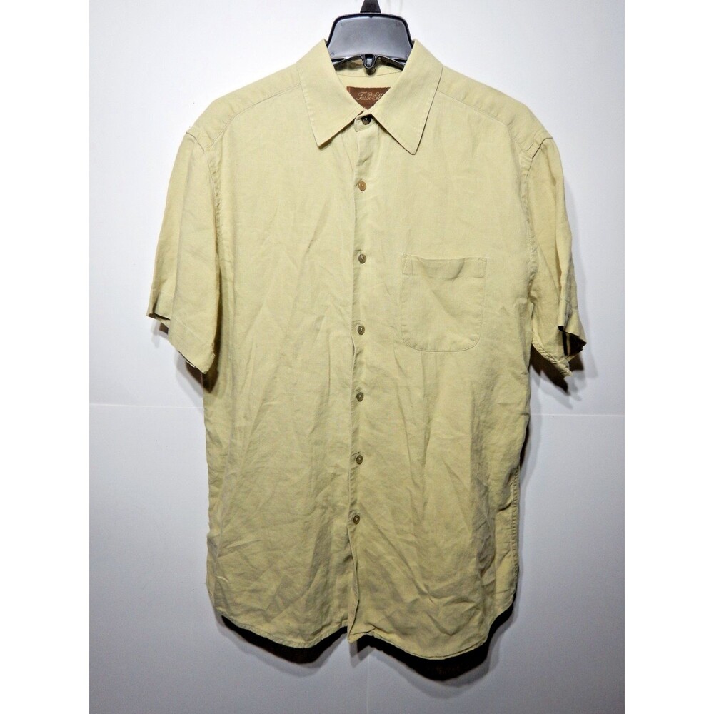 Tasso Elba Men’s 100% Linen Short Sleeve Shirt Size M Sage Excellent